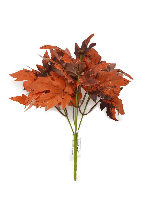 Autumn Maple Leaf Bush x 28cm - Orange & Brown