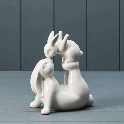 Ceramic White Love You Rabbits x 17cm
