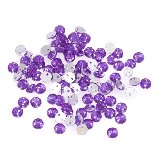 100pcs Sew-On Bling Round Gems  5mm : Purple