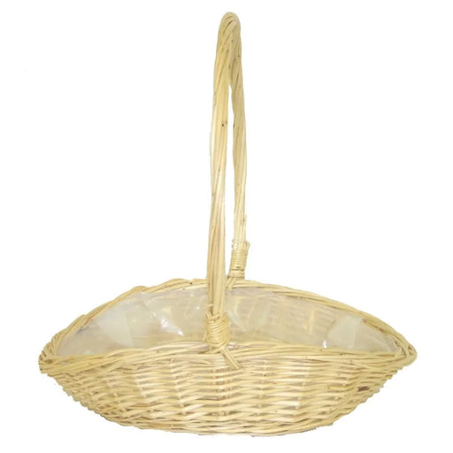 Single Large Natural Peeled Wicker Country Basket x 27.5cm