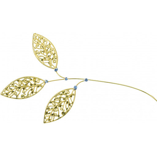 Lacy Leaves - Gold & Diamante - 23cm Long