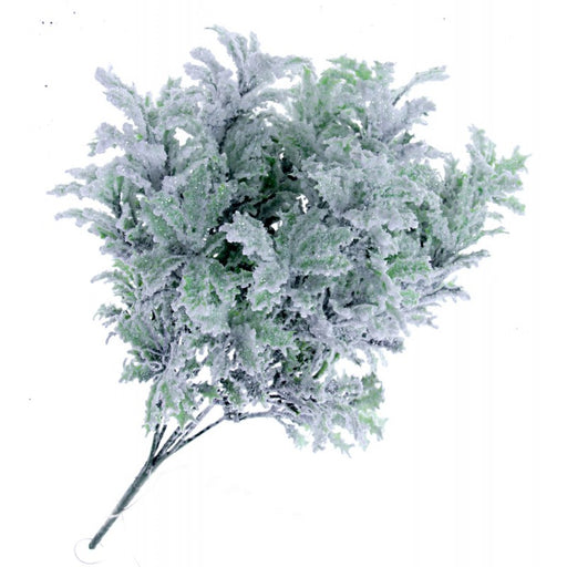 Mini Snowy Holly Bush - White/Green (7 stems, 34cm long)