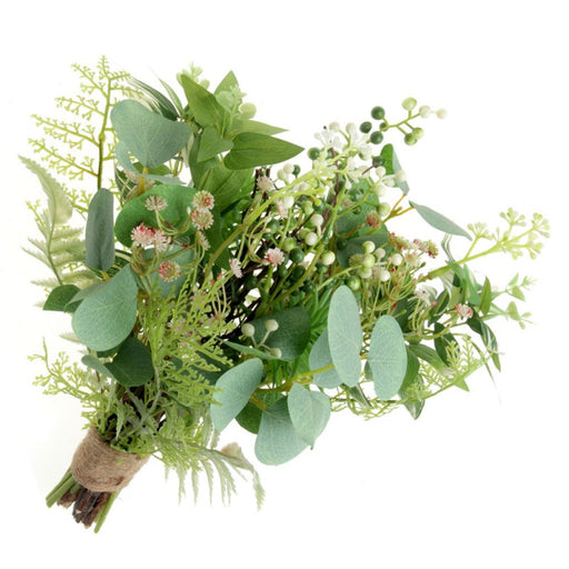 Mixed Foliage Bouquet with Eucalyptus, Gypsophilia and Ferns - Green - 43cm long