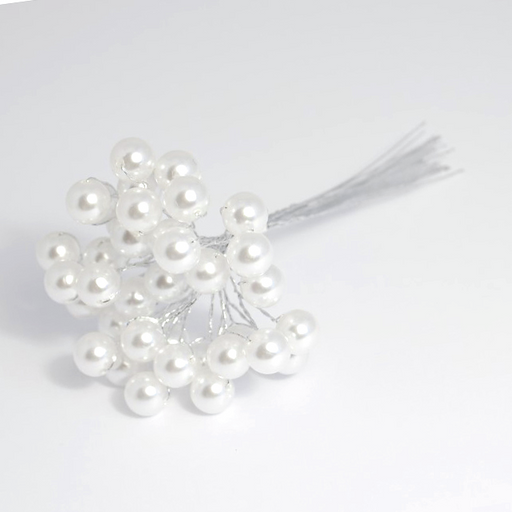 10mm White Pearls on Silver Wired Stems