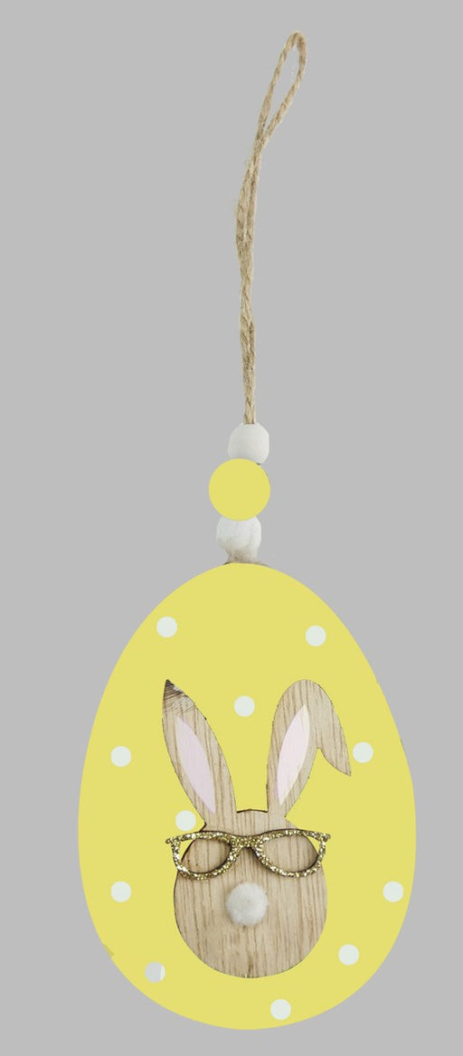 Hanging Wooden Egg - Yellow