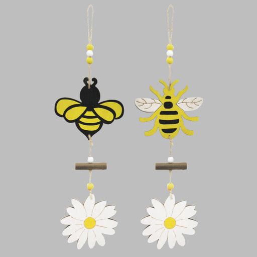 Bee & Flower Wooden Hanger - One selected at random