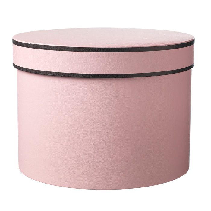 Round Couture Lined Hat Boxes Set of 3 - Pink with Black Piping