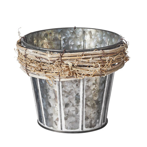 Grapevine Wrapped Tin Pot - 15 x 12cm - Lined