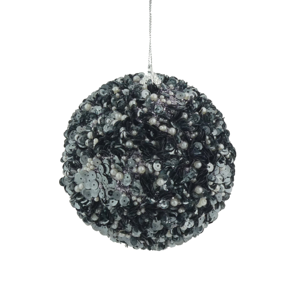 12cm Sequin Bauble - Graphite