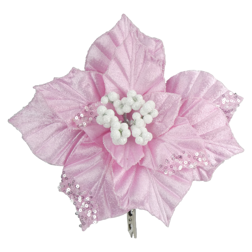 22cm Clip on Poinsettia Pink — Artificial Floral Supplies