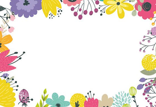  50  Blank Florist Cards - Bright Floral Border