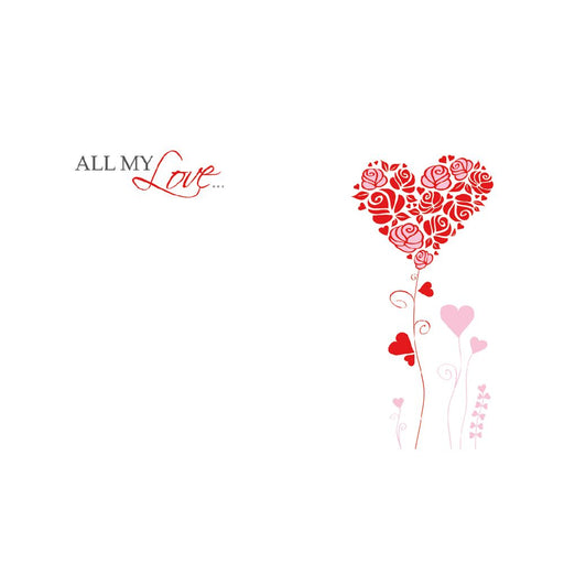 50 Florist Cards - All My Love - Rose Heart