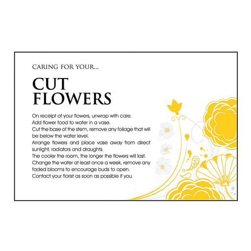 Designer Care Card - Caring for Your Cut Flowers x 100
