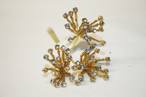 3 Wire Diamante Buggle Bead Gold Pick
