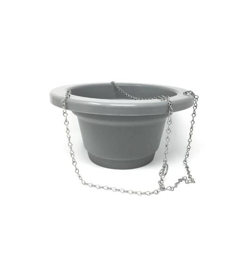 Plastic Hanging Basket With Metal Chain - Grey