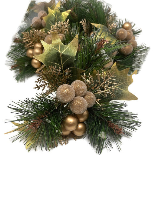 Christmas Artificial Gold Berry & Holly Florist Wire Pick x 20cm - Pack of 12