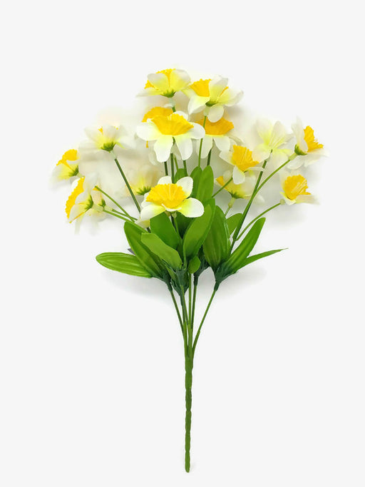 Mini Daffodil Bush x 32cm - White with Yellow Centre