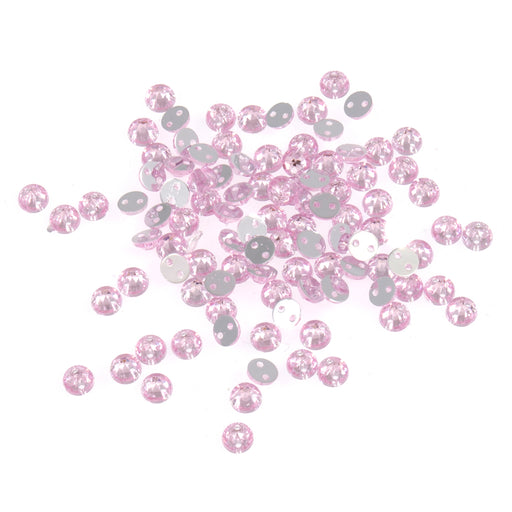 100pcs Sew-On Bling Round Gems  5mm : Pink