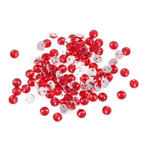 100pcs Sew-On Bling Round Gems  5mm : Red