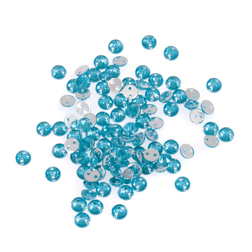 100pcs Sew-On Bling Round Gems  5mm : Teal