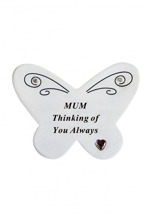 Diamante Butterfly Memorial Resin Stone - Mum