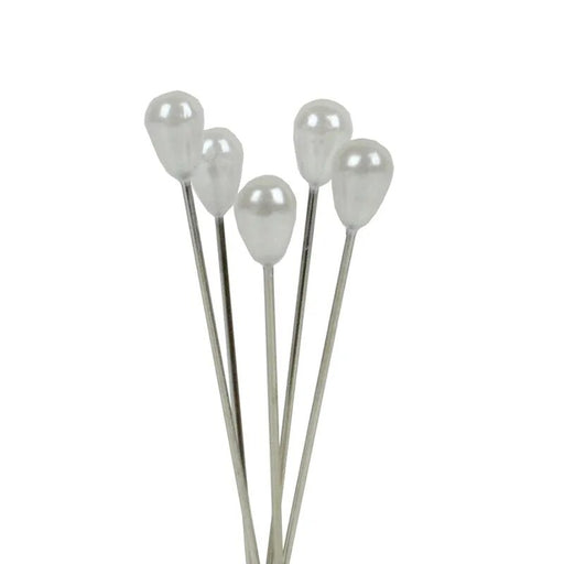 4cm Pear Shaped Head Pins x 144 - White