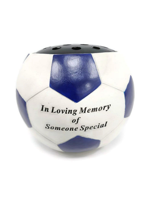 Dark Blue Memorial Football Flower Bowl - In Loving Memory of Someone Special DF17436