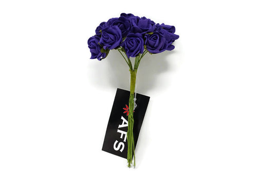 12 Miniature Foam Roses - Purple