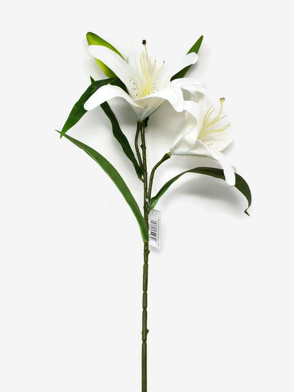 images of white lilies on a stem 2 Head Real Touch Lily Stem x 64cm Tall