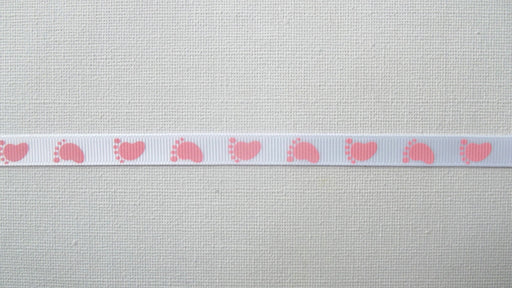 10mmx20m grosgrain pink footprint ribbon