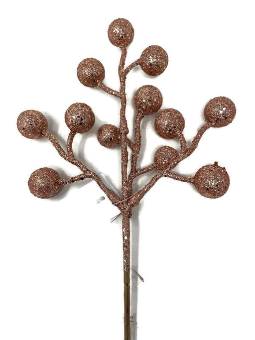 Glitter Berry Branch x 30cm - Rose Gold