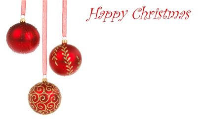 Happy Christmas Florist Message Cards 9 x 6cm - Red Baubles - Pack of 50