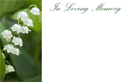 50  Florist Cards - In Loving Memory Lily Of The Valley
