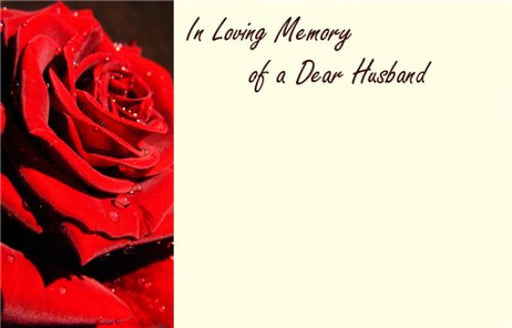50  Florist Cards - In Loving Memory Dear Husband Red Roses