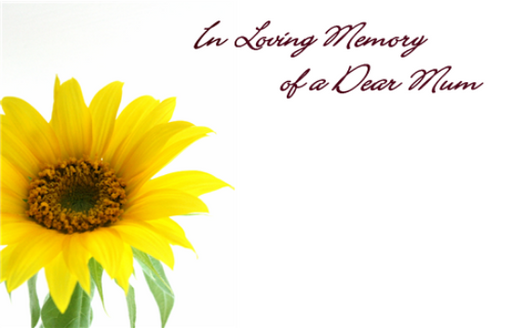 50  Florist Cards - In Loving Memory Dear Mum White Yellow Sunflower