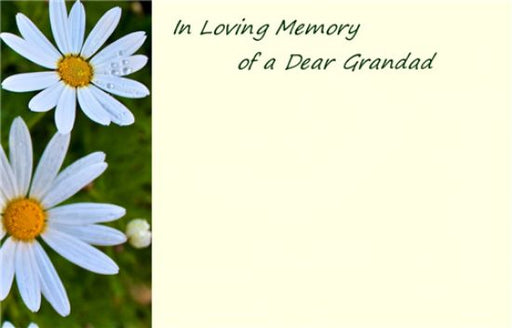 50  Florist Cards - In Loving Memory Dear Grandad White Daises