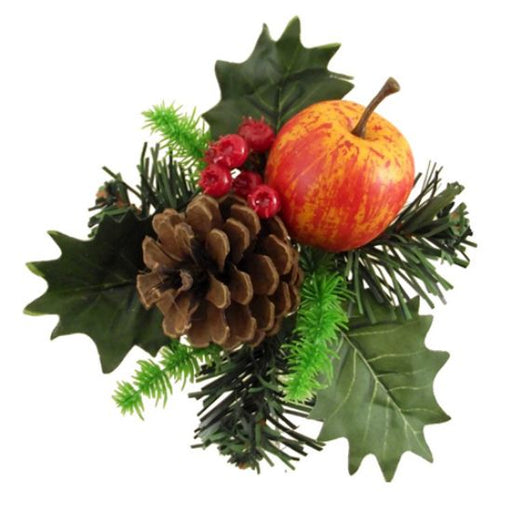 Christmas Pick With Cone Apple & Red Berries