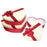 Set of 3 Heart Shaped Flower Boxes with Ribbon -  Red/Ivory