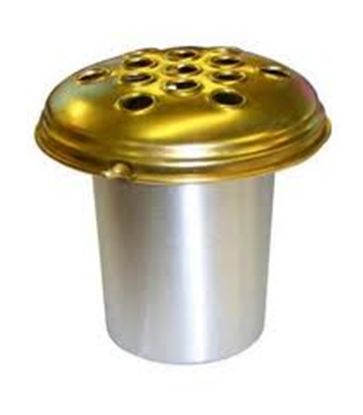 5" Silver Aluminium Grave Pot With Gold Lid