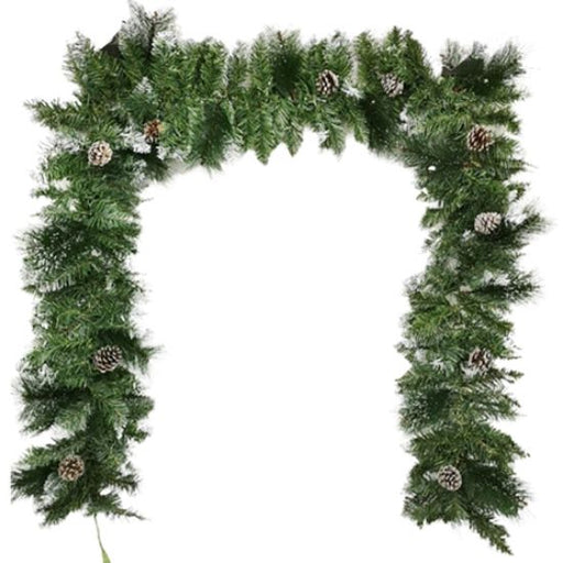 Large 8ft/244cm Spruce Pine Frosted Garland with Pine Cones