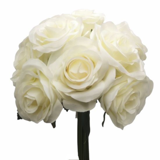 30cm Open Rose Bundle Ivory