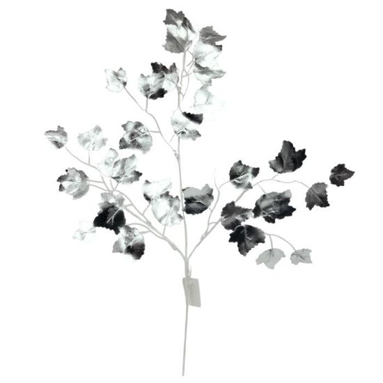 58cm Glossy Leaf Spray - Silver