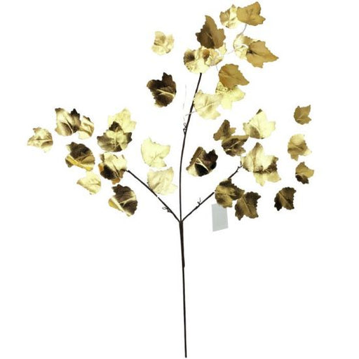 58cm Glossy Leaf Spray - Gold
