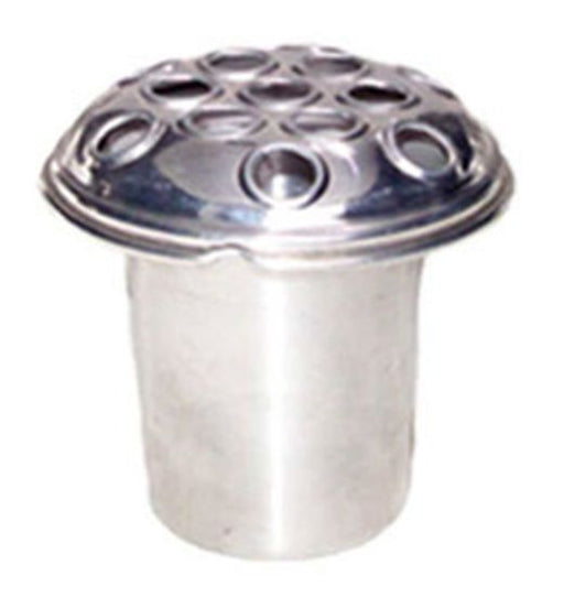 5" Silver Aluminium Grave Pot With Silver Lid