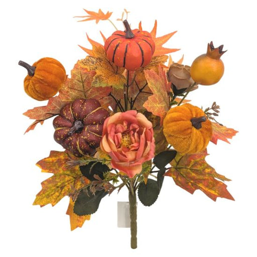 39cm Autumn Mixed Pumpkin Bush Orange/Brown
