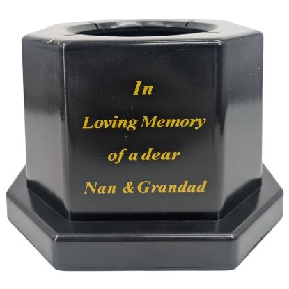 18.5cm Grave Vase/Pot Black Nan & Grandad ** No Inner Pot  Included **