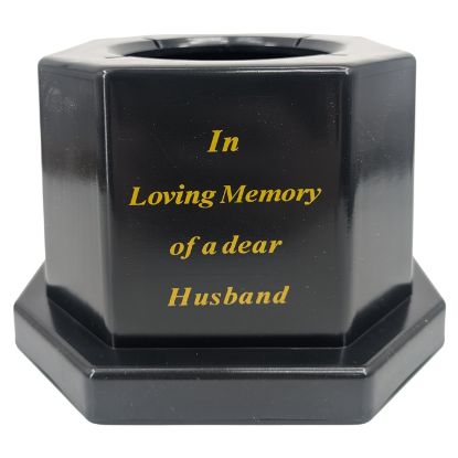 18.5cm Grave Vase/Pot Black In Loving Memory Husband** No Inner Pot  Included **
