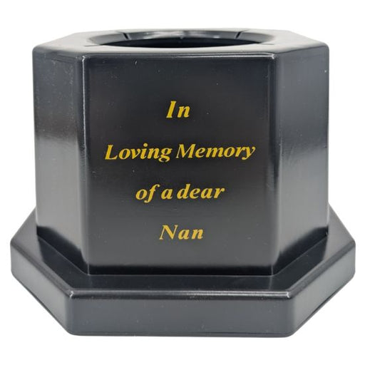18.5cm Grave Vase/Pot Black In Loving Memory NAN ** No Inner Pot  Included **
