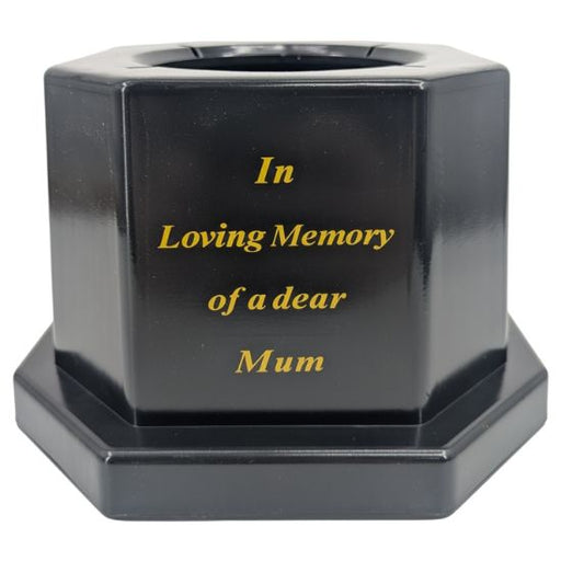 18.5cm Grave Vase/Pot Black In Loving Memory Mum  ** No Inner Pot  Included **