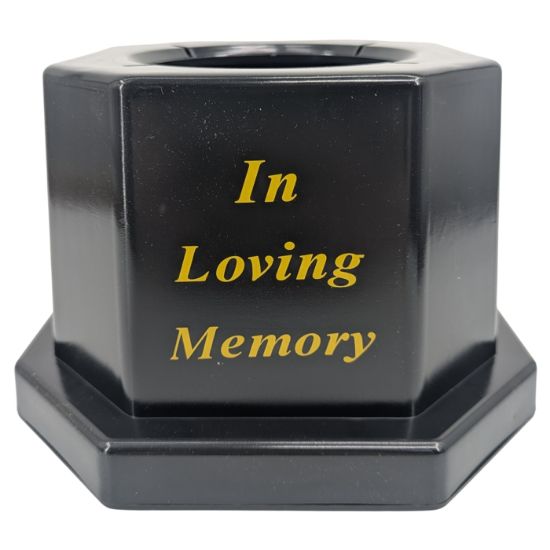 18.5cm Grave Vase/Pot Black In Loving Memory ** No Inner Pot  Included **